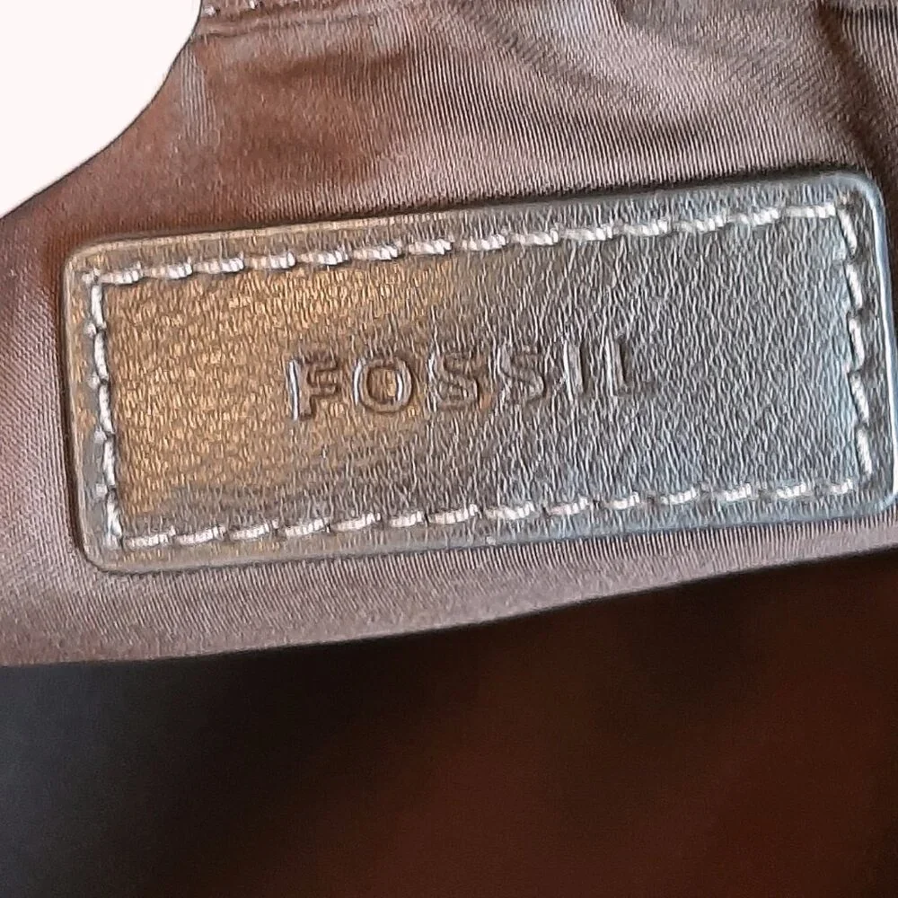 Fossil Brown Leather Messenger Briefcase Crossbody Bag (Flawed)